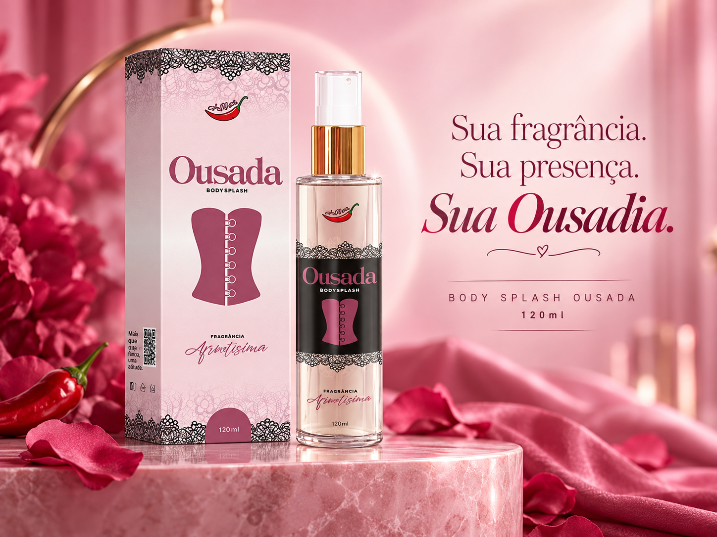 Body Splash Ousada Chillies 120ml com fragrância afrodisíaca