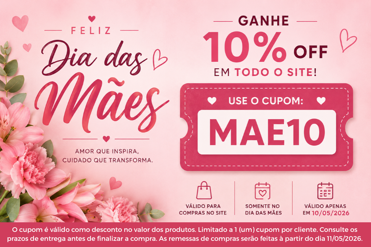 Banner Cupom MAE10 10% Off Dia das Mães