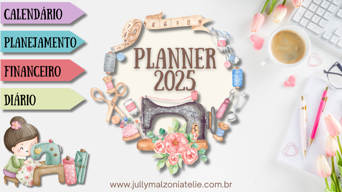 Banner do Planner 2025 com Tema de Costura