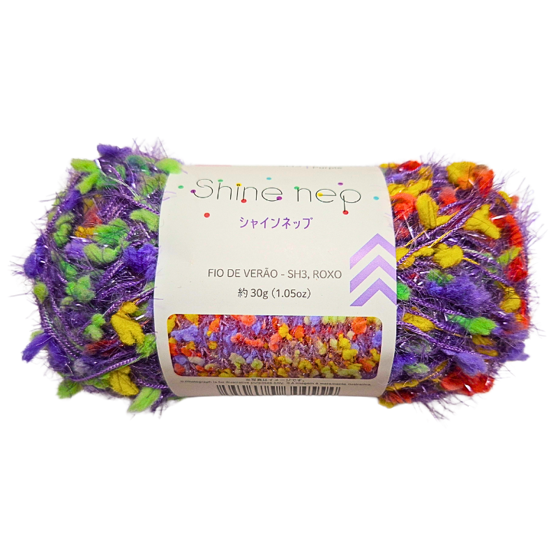 Novelo de Linha Verão para Tricô 30g Shine Nep Roxo Daiso - Jully
