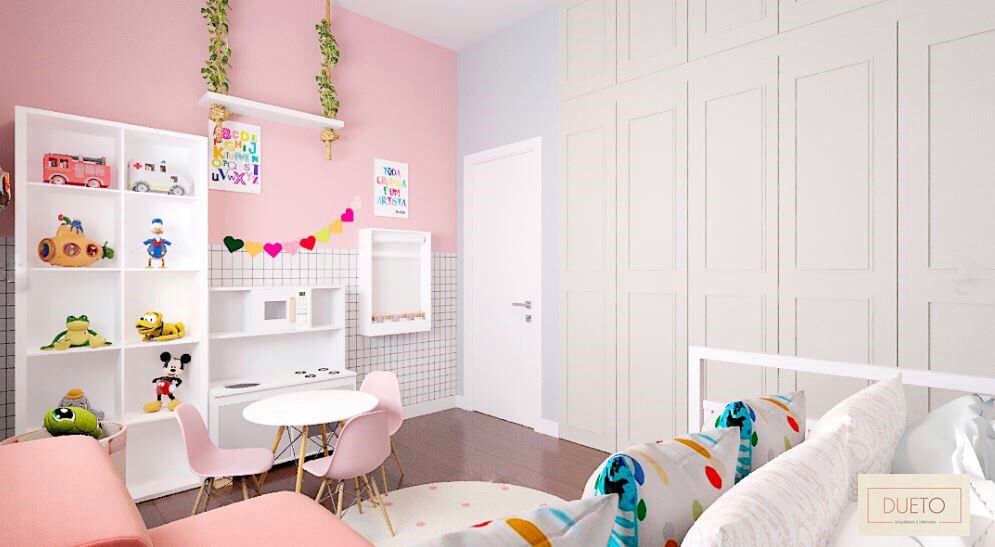 Decoração online - Quarto com parede rosa