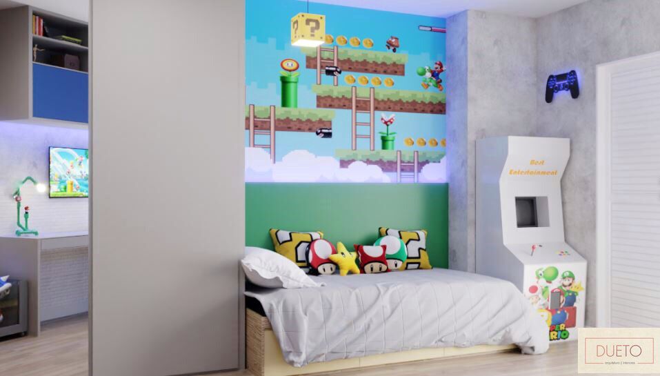 Decoração online - Quarto com tema do Mario Bros, nintendo