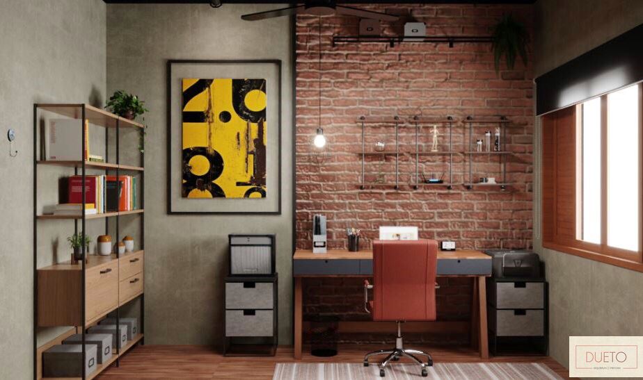 Decoração online - Escritório Home Office industrial
