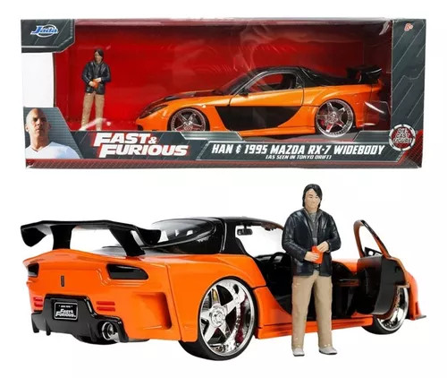 Miniatura Han E Mazda Rx-7 C/ Boneco Velozes E Furiosos 1/24
