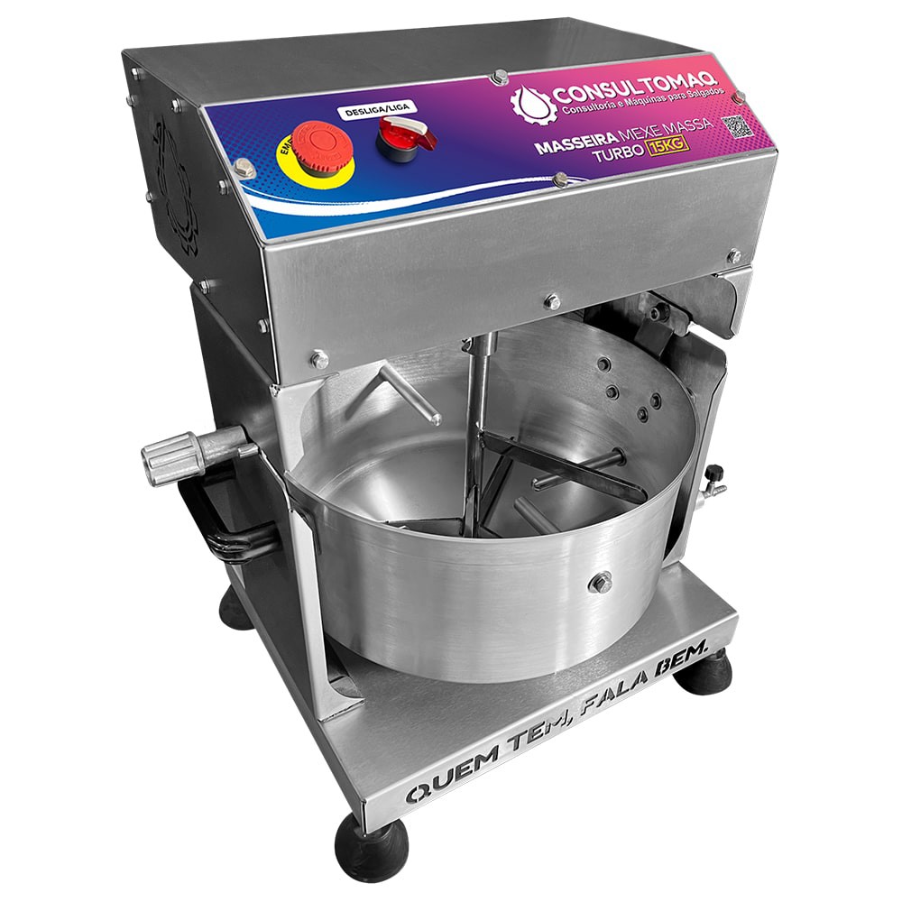 Masseira Mexe Massa Turbo 15kg, Estrutura e Panela de Inox - Loja