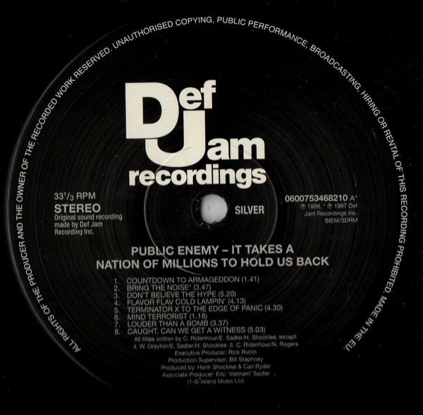 PUBLIC ENEMY 　LP版　アルバム Disco de Vinil - Public Enemy – It Takes A Nation Of Millions To