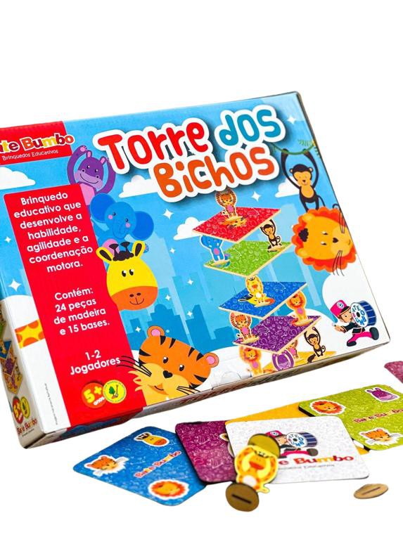 Torre dos Bichos Inteligente Brinquedo Educativo Jogo de MadeiraBrinquedos  de MadeiraBambalalão Brinquedos Educativos