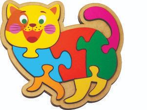 Quebra-cabeça animal de madeira forma muito irregular quebra-cabeças  brilhantemente colorido gato jogos para crianças