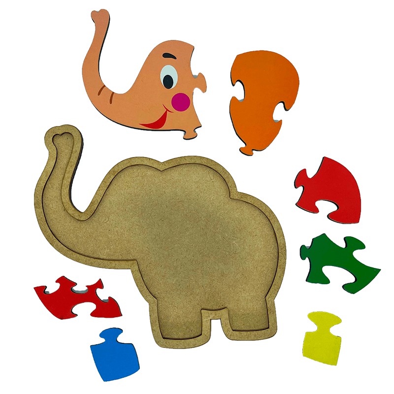 Quebra Cabeça Infantil Jogo De Montar Elefante 9 Peças