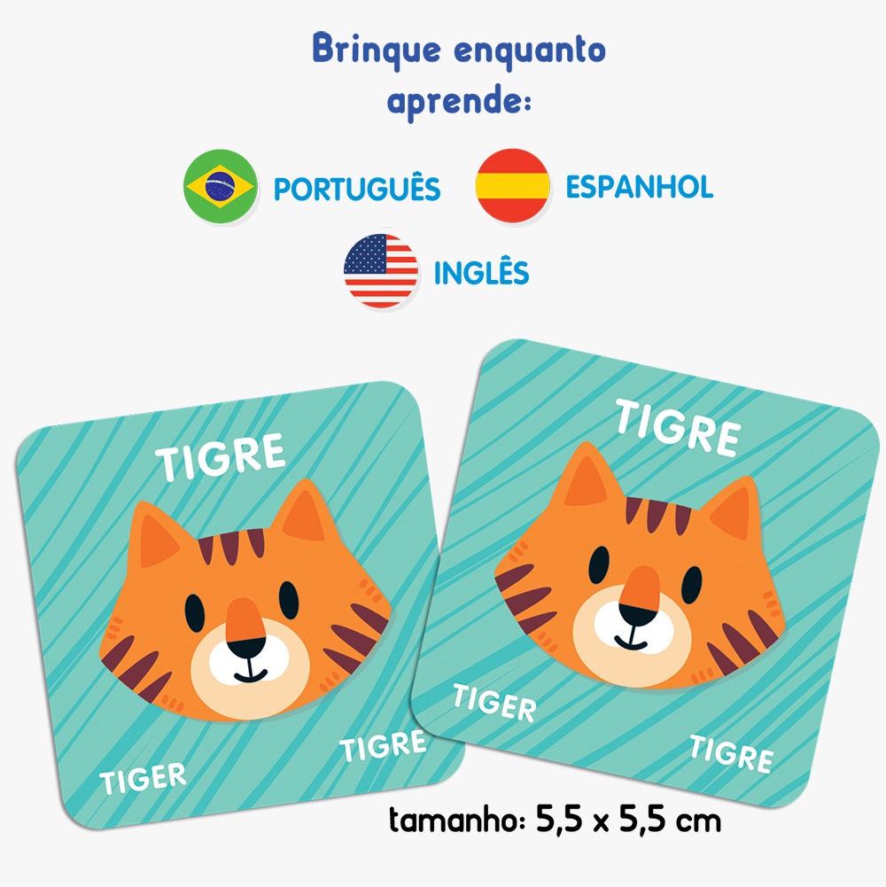 Jogo da Memória 3 Idiomas Português, Inglês e Espanhol