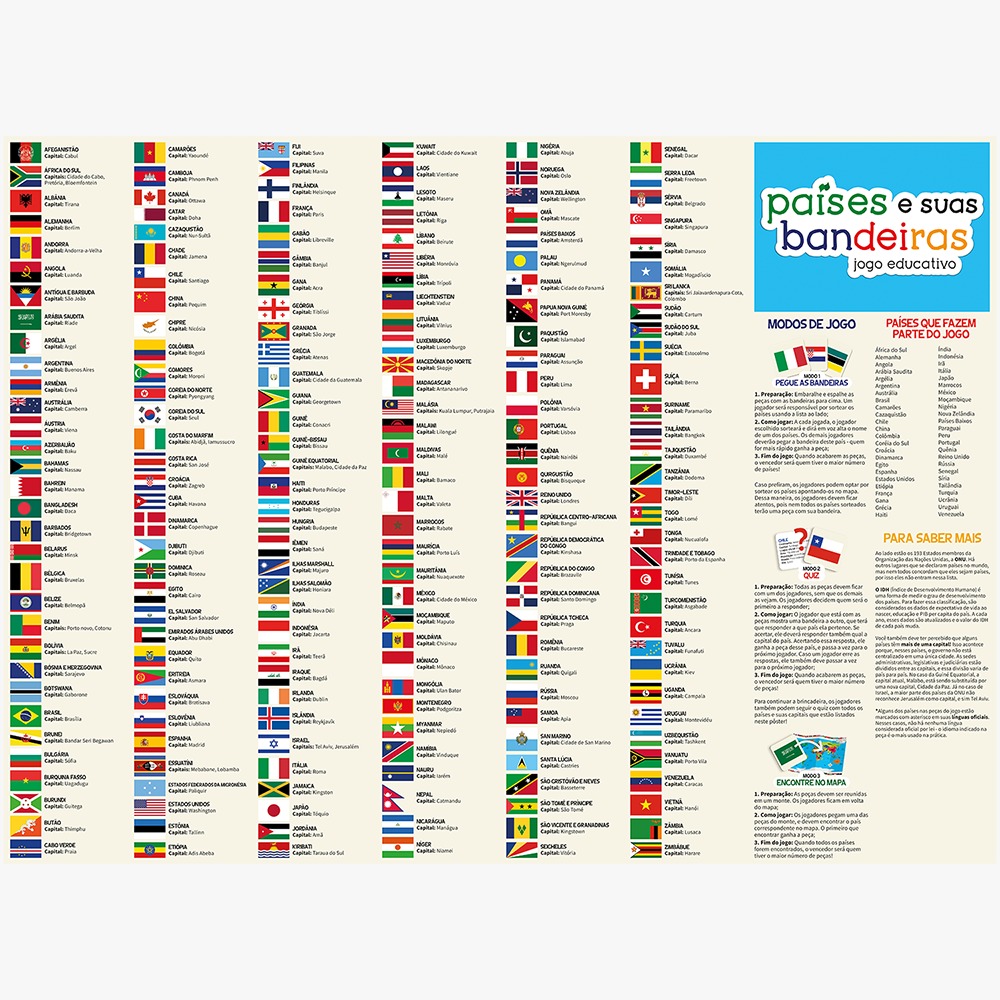 Jogo Educ Países E Suas Bandeiras 48 Peças Toyster - Papelaria Capital