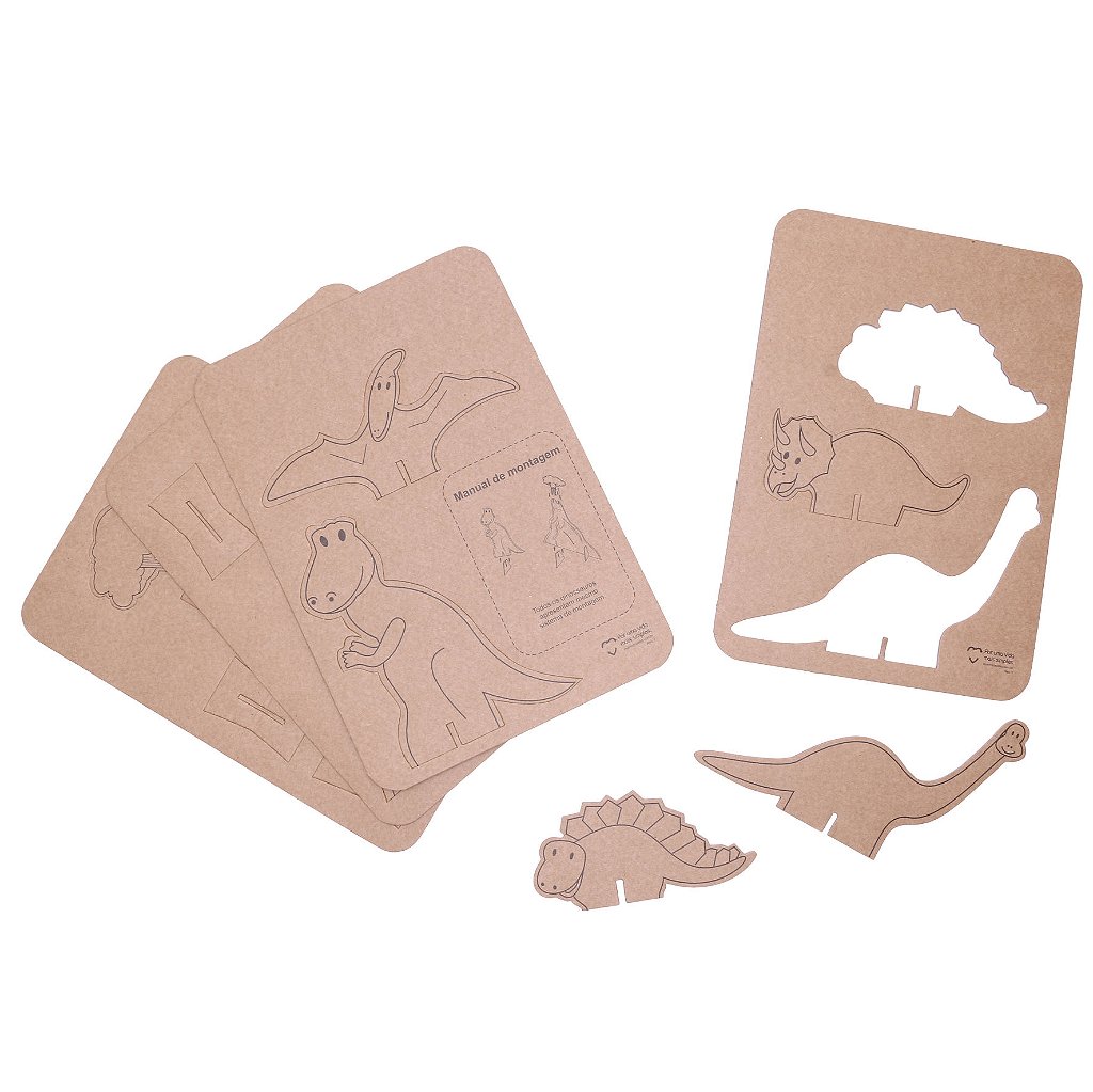 Dinossauros - Kit para montar e pintar - Eu amo papelão - Ludolica