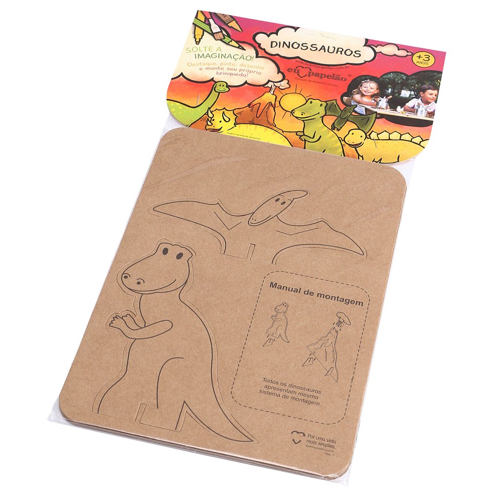 Dinossauros - Kit para montar e pintar - Eu amo papelão - Ludolica