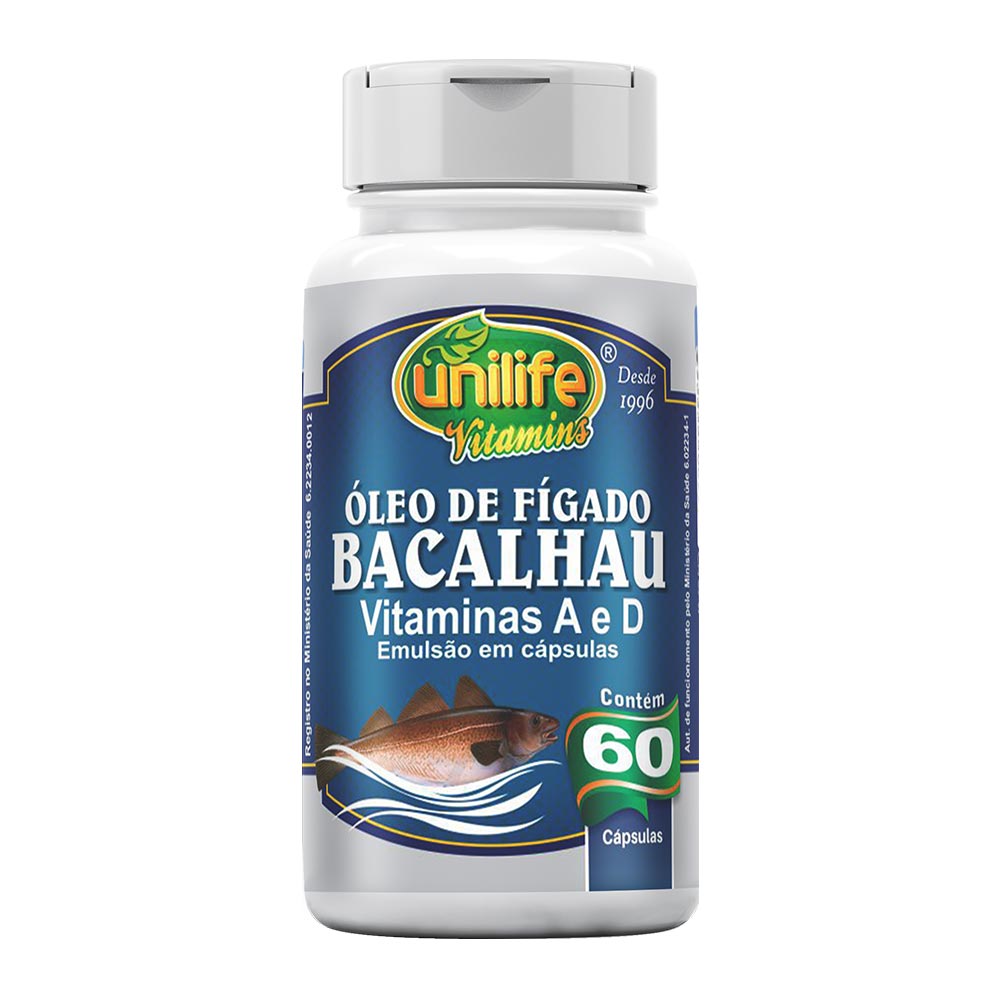 Óleo de Fígado de Bacalhau Com Vitaminas A e D 350Mg Unilife 60 Cápsul -  Empório & Cia Produtos Naturais