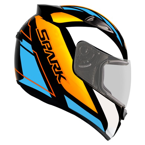CAPACETE NEW SPARK MIXED BLUE/LARANJA - macelo motos natal rn-capacetes-peças  e accesorio -cascos -motos -pneo -capacetes-luvas-viseiras-ls2-norisk-axxis