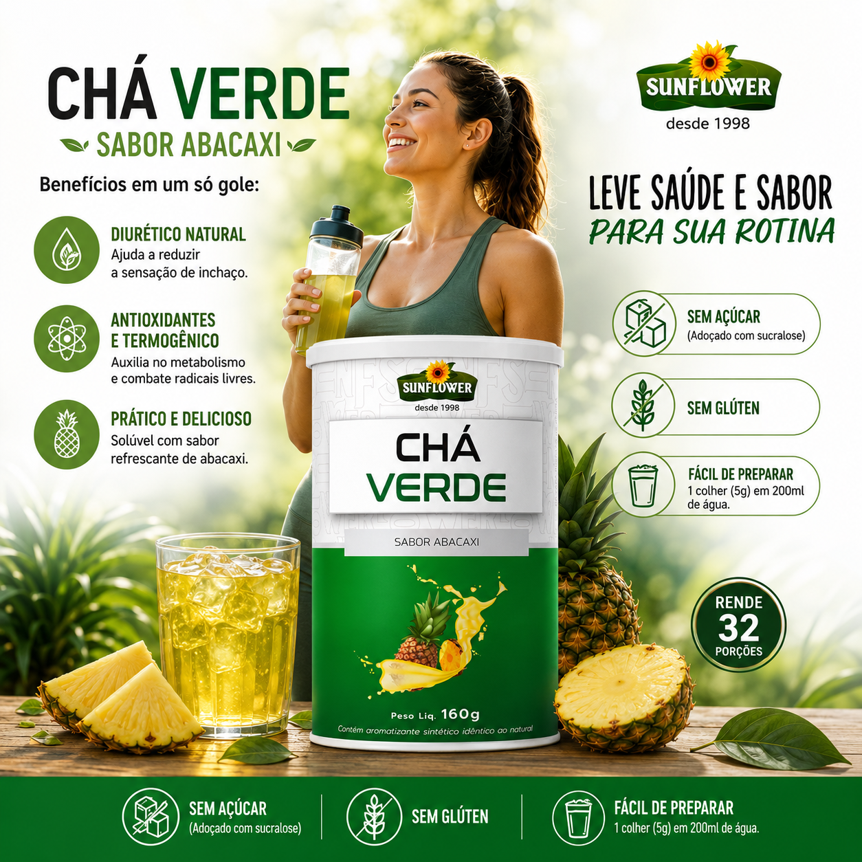 Chá Verde Sunflower Frontal