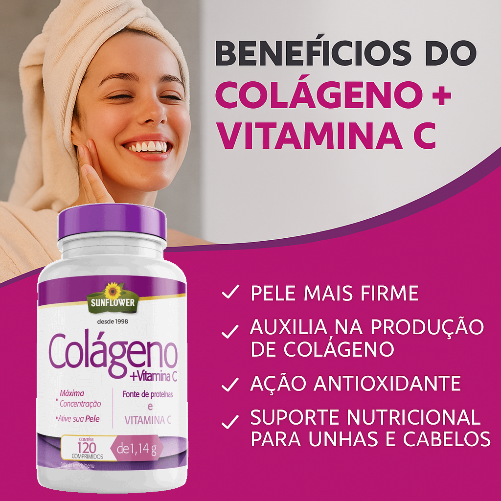 Frasco 60 comprimidos - Colágeno + Vitamina C