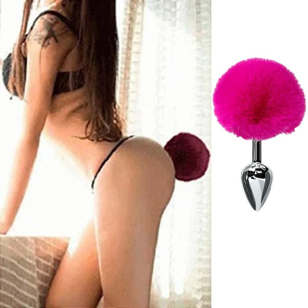 PLUG ANAL METALIZADO POMPOM - Gata Marrom AMP