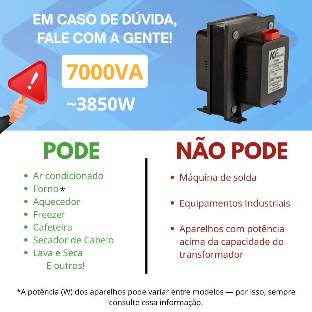 Transformador Conversor de Energia Bivolt 7000VA KF | Multiprimer