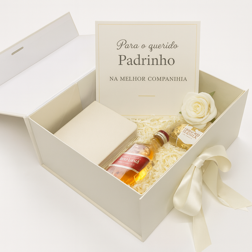 Caixa rígida dobrável 20x18x08cm com fecho magnético e fita de