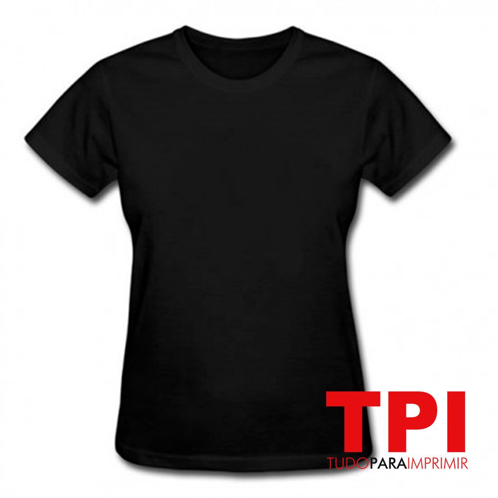 Baby Look Malha Preta Tecido 100% algodão Fio Alta