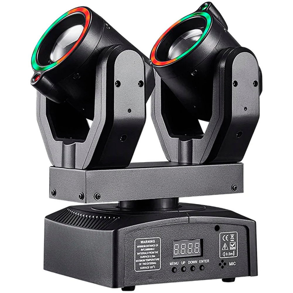 Moving Head Duplo Rgb 100w Cabeça Móvel Controle De Voz Dmx