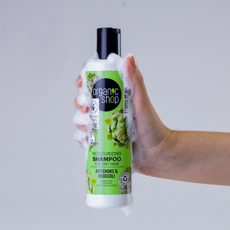 Foto do Produto Shampoo Hidratante Vegano para Cabelo Seco - Alcachofra e Brócolis Organic Shop