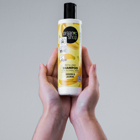 Foto do Produto Shampoo para Cabelo Quebradiço Vegano - Banana e Jasmin Organic Shop