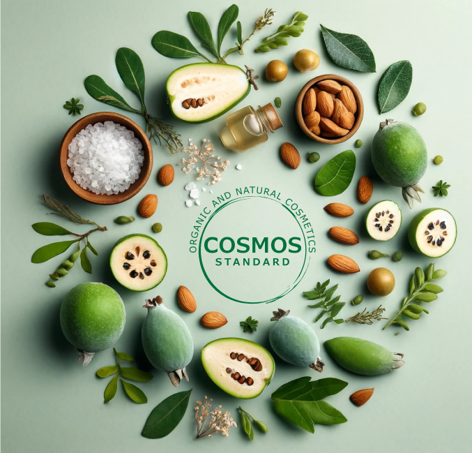 Selo Cosmos Standard entre frutas e castanhas