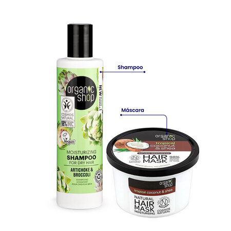 Foto do Produto Kit shampoo e Máscara Cabelo Cacheado Organic Shop