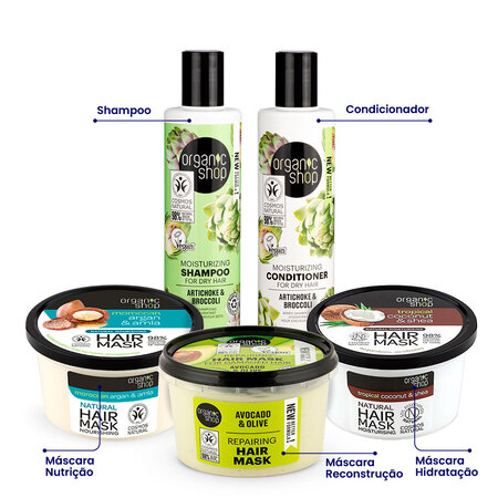 Foto do Produto Kit Cronograma Capilar Essencial base Hidratação Organic Shop