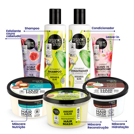 Foto do Produto Kit Cronograma Capilar Supremo base Reconstrução Organic Shop