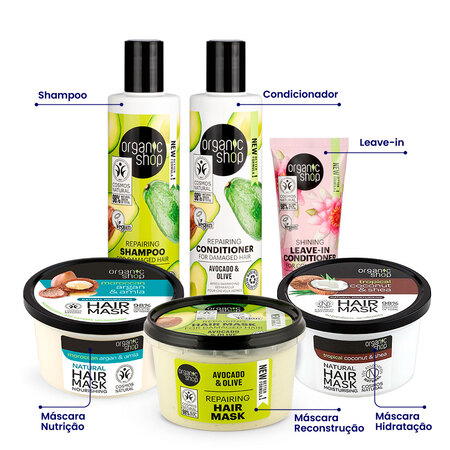 Foto do Produto Kit Cronograma Capilar Avançado base Reconstrução Organic Shop