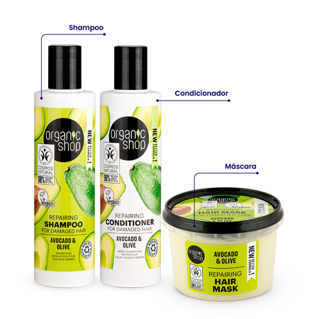 Foto do Produto Kit Essencial Reconstrução Cabelo Danificado Organic Shop