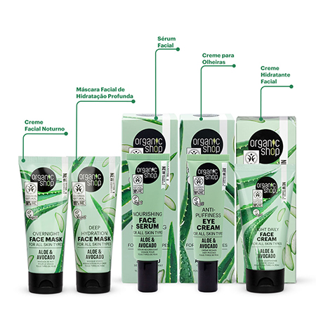 Foto do Produto Kit Tratamento Facial Premium Organic Shop - Aloe Vera + Abacate