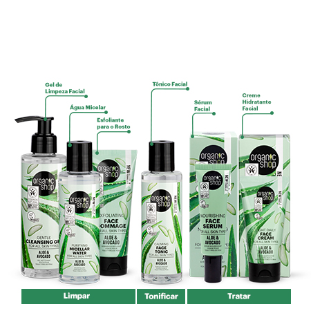 Foto do Produto Kit Facial Básico com Serum Organic Shop - Aloe Vera + Abacate 