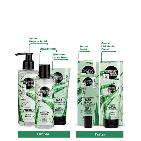 Foto do Produto Kit Facial inicial com Serum Organic Shop - Aloe Vera + Abacate