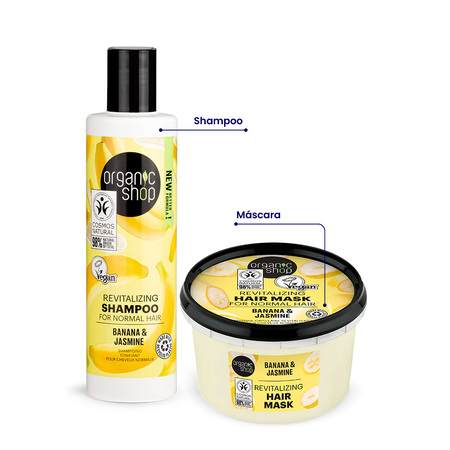 Foto do Produto Kit shampoo e Máscara Cabelo Liso Organic Shop