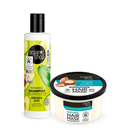 Foto do Produto Kit Shampoo e Máscara Nutrição Cabelo Ressecado Organic Shop