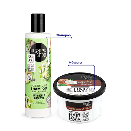 Foto do Produto Kit Shampoo e Máscara Hidratação Cabelo Seco Organic Shop