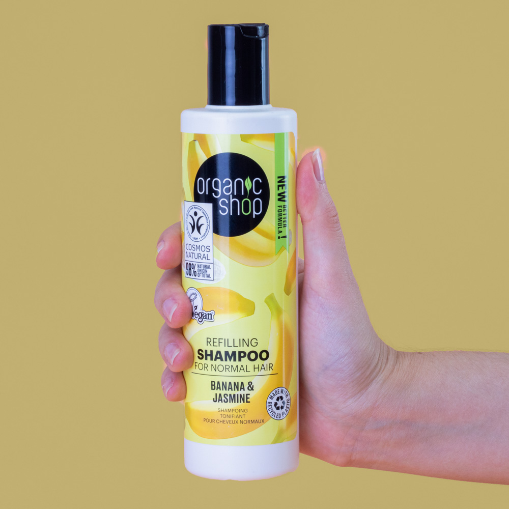 Shampoo para Cabelo Quebradiço Vegano - Banana e Jasmin Organic