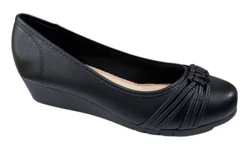 Sapatilha Peep Peep Toe Anabela Moleca Sapatilha Moleca Anabela Preta