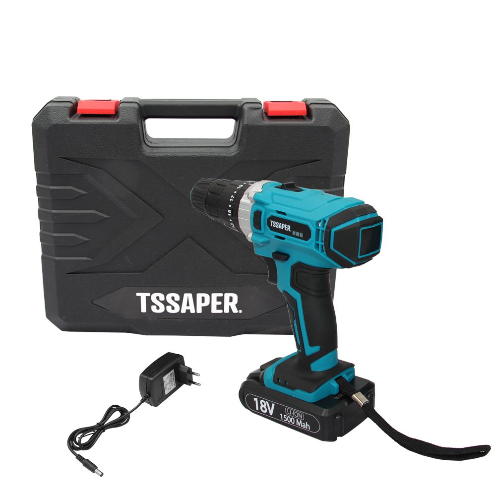 Furadeira Parafusadeira com impacto 3/8 Bateria 18v Com Acessórios