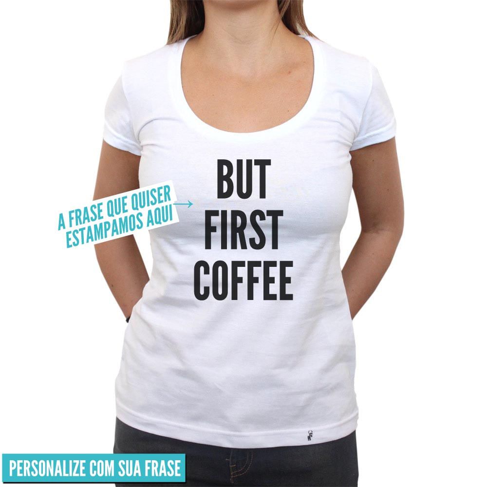 Estampe Sua Frase Fonte Grossa Camiseta Clássica Feminina El