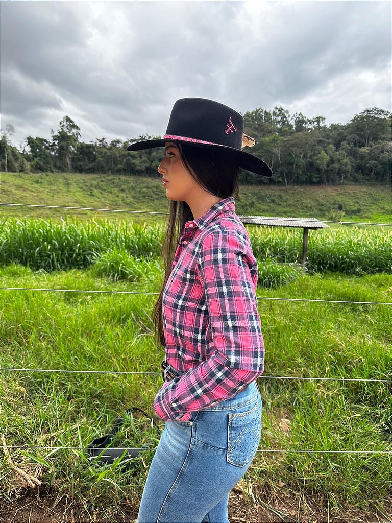 Camisa Rosa Xadrez Preto