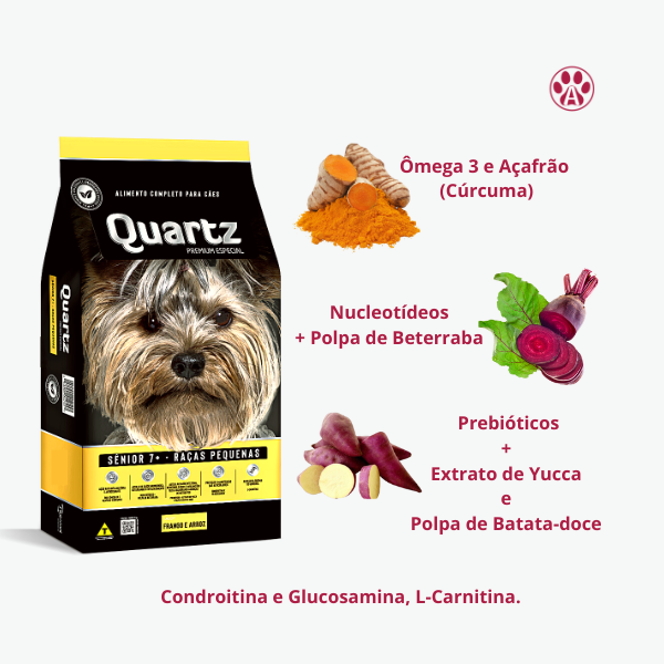 Ração Quartz Cães Sênior Raças Pequenas Frango Arroz 10,1kg