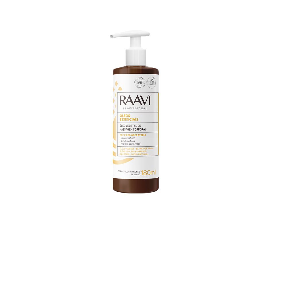 Óleo Vegetal De Massagem Corporal Raavi Profissional Óleos Essenciais 180ml  - Resilifarma - Saúde em primeiro lugar