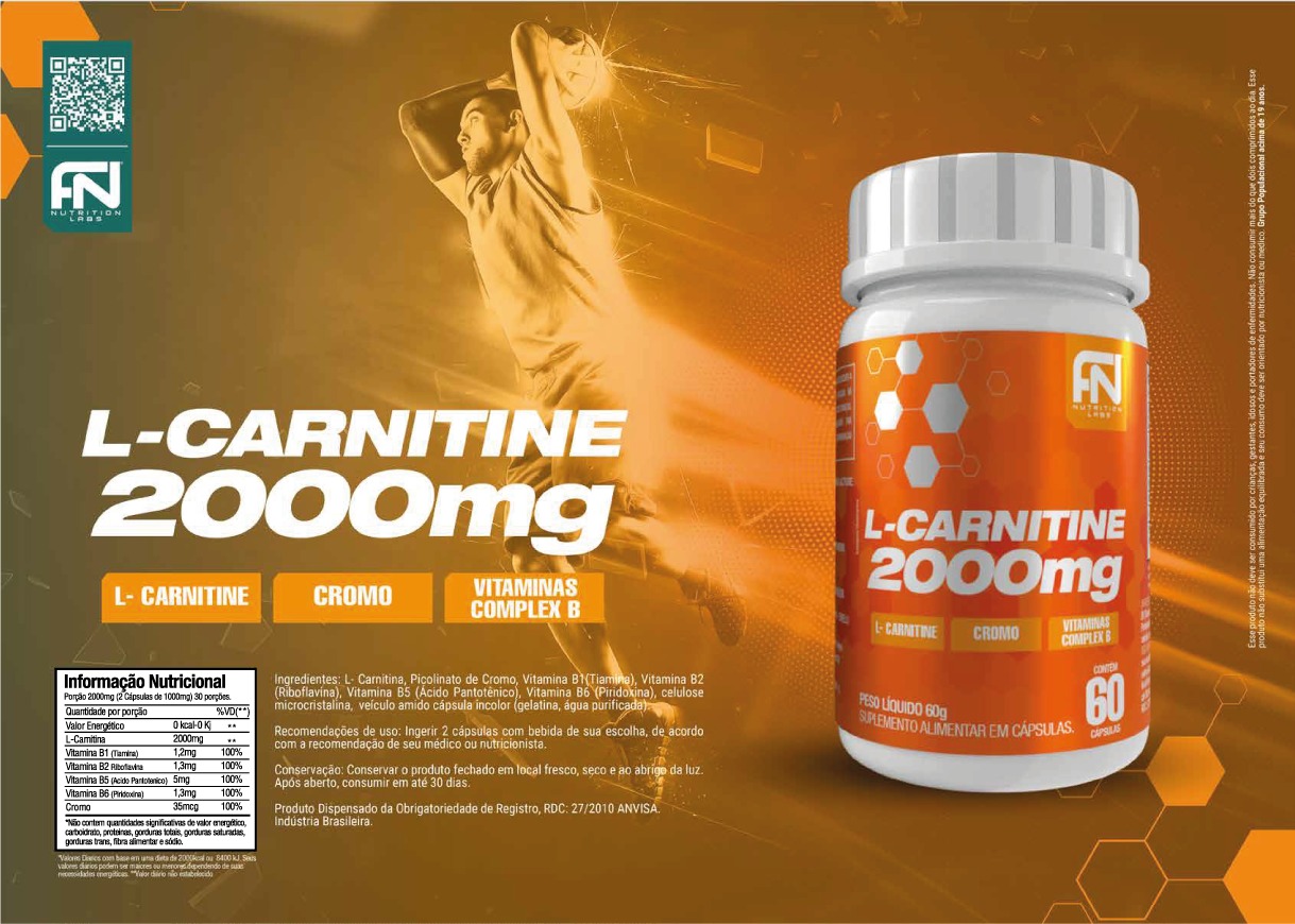 l carnitina e hipertrofia Lcarnitina 2000mg + Cromo e Vitaminas Complex B 60 Capsulas