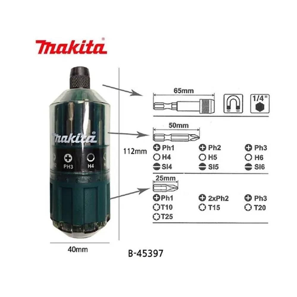 Kit Chave Manual Com Bit 18 Peças Makita B-28896 - Japão da Construção
