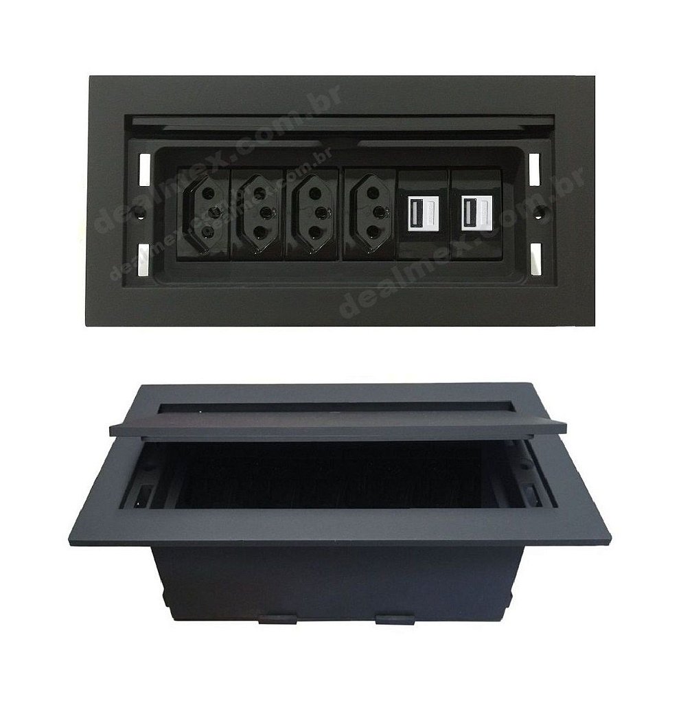 Caixa Tomada Para Mesas Reuniões + Carregador Celular USB 2.1A - M16 -  Dealmex